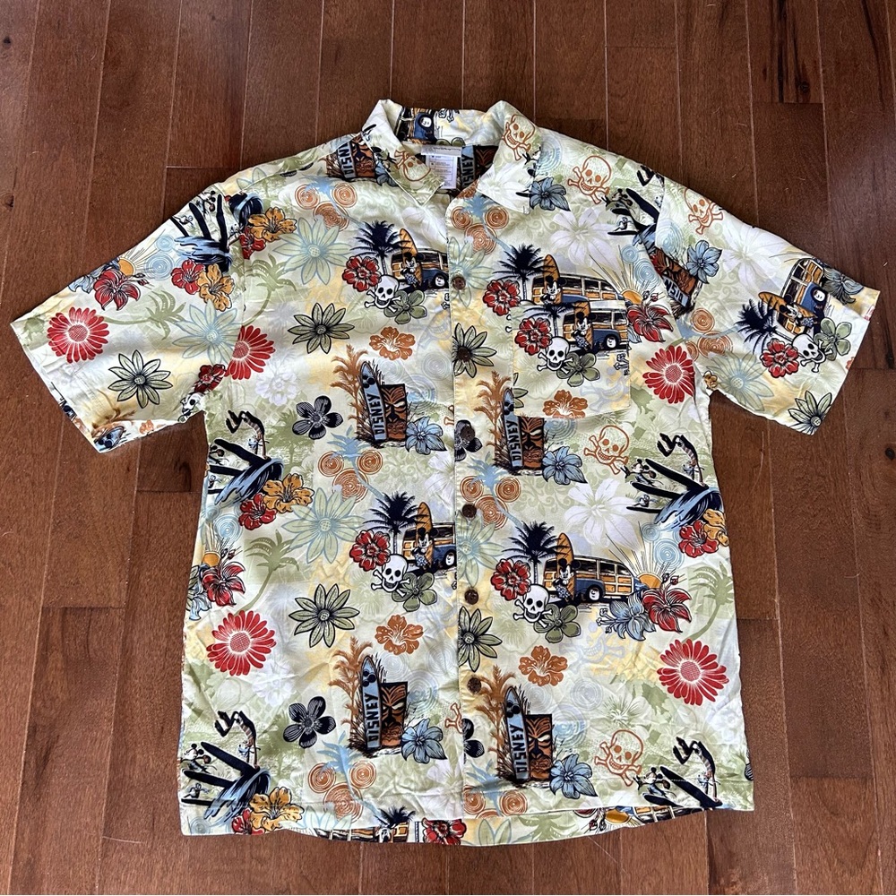 Vintage Walt Disney World Mickey Tropical Hawaiian Shirt Size Medium